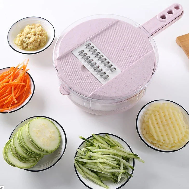 8-in-1 Mandoline Slicer with Stainless Steel Blades and BPA-Free Plastic for Effortless Vegetable Prep