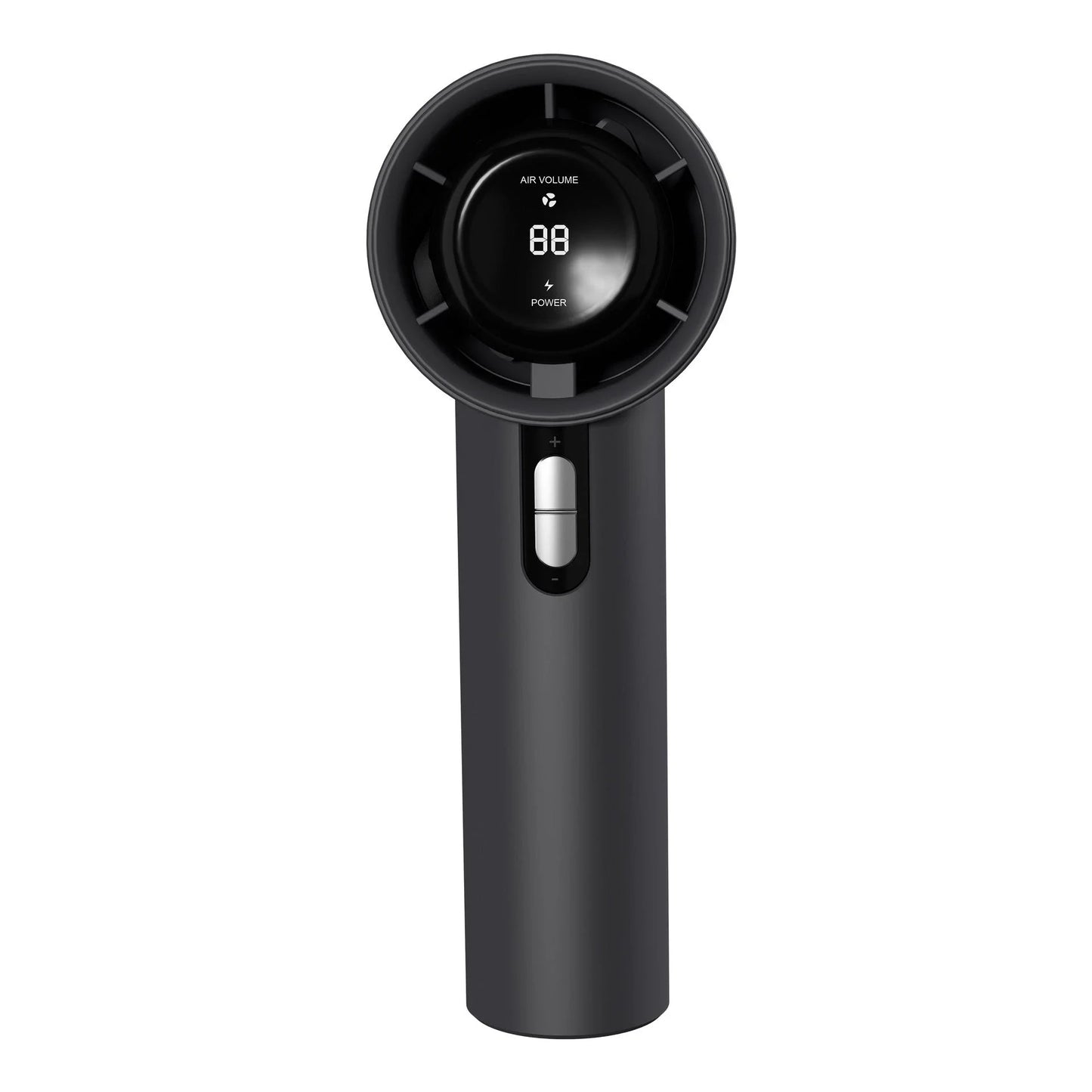 Powerful portable handheld turbine fan with cooling system, adjustable airflow, long-lasting battery, and compact design for on-the-go refreshment.