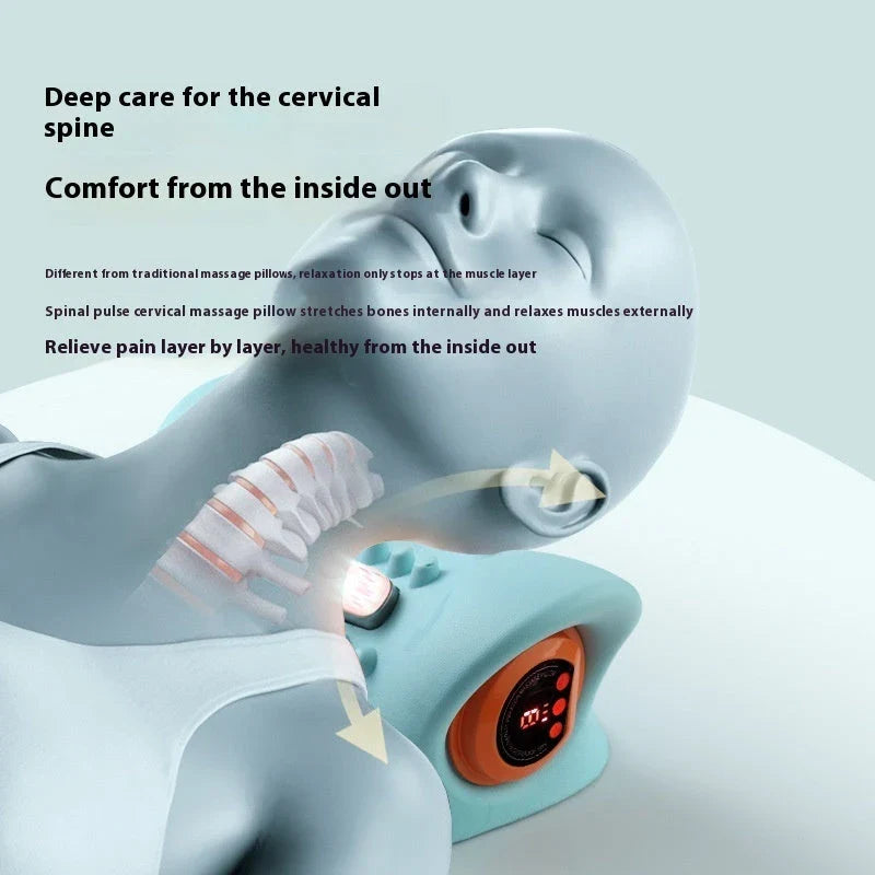 Versatile cervical traction massager with adjustable massage settings and heating function for neck pain relief