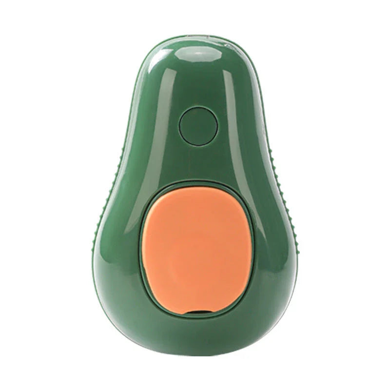 Soothing Pet Grooming Brush with steam function and avocado-shaped design for gentle, effective pet grooming and massage
