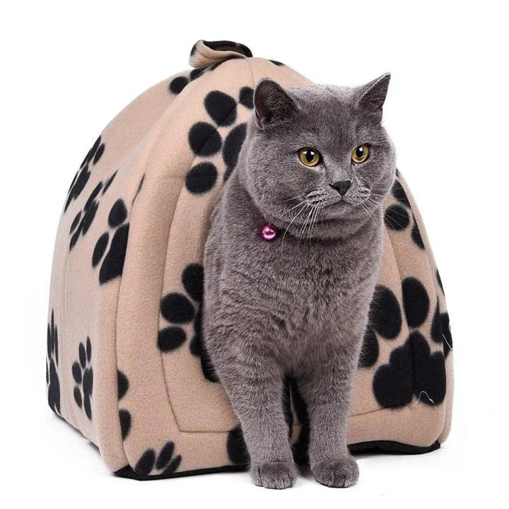 Soft and cosy cotton cat bed in a stylish brown colour, designed for maximum comfort and relaxation for your beloved feline companion.