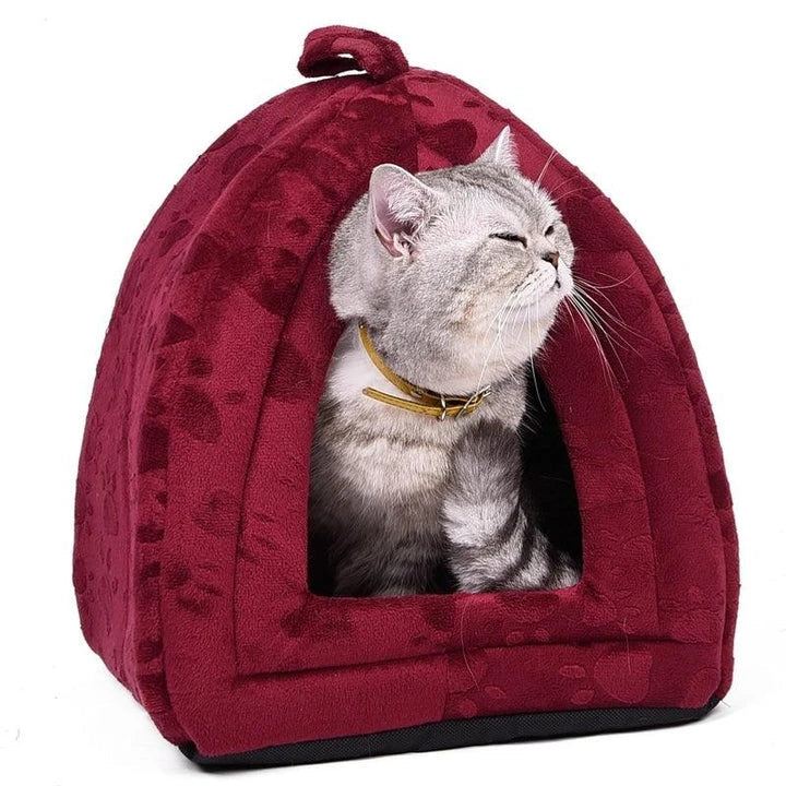 Soft and cosy cotton cat bed in a stylish brown colour, designed for maximum comfort and relaxation for your beloved feline companion.