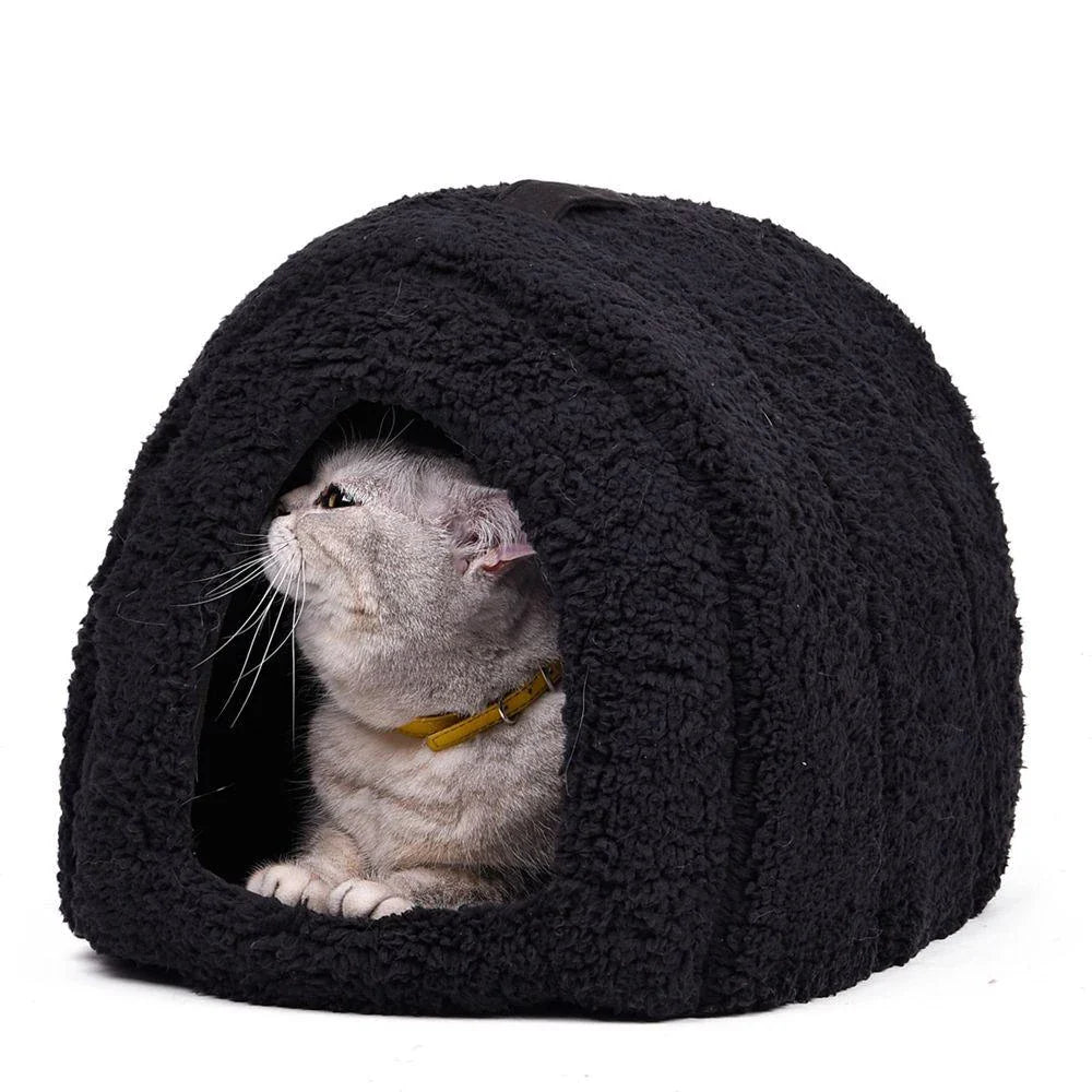 Soft and cosy cotton cat bed in a stylish brown colour, designed for maximum comfort and relaxation for your beloved feline companion.