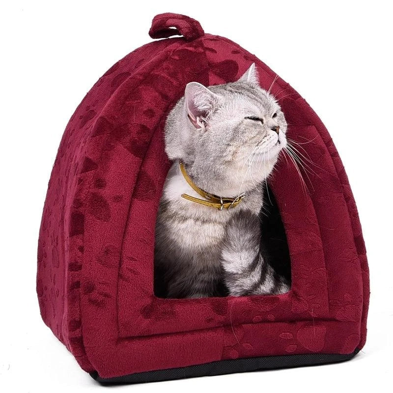 Soft and cosy cotton cat bed in a stylish brown colour, designed for maximum comfort and relaxation for your beloved feline companion.
