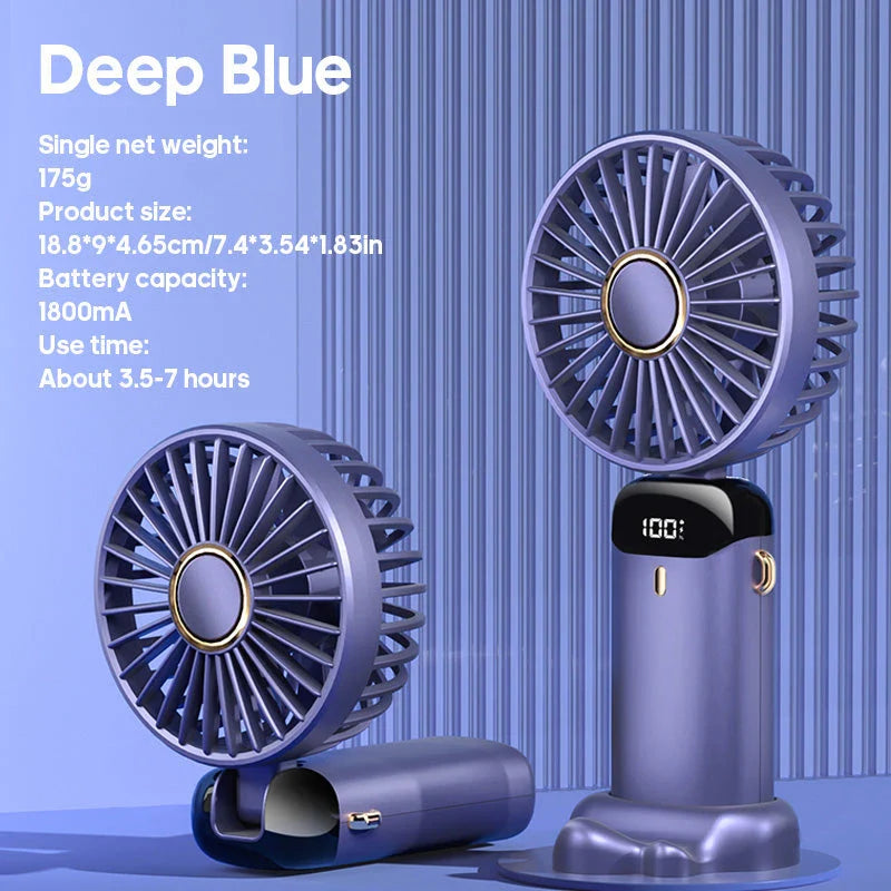 Portable USB Handheld Mini Fan with Phone Stand - Pink Colour Variant