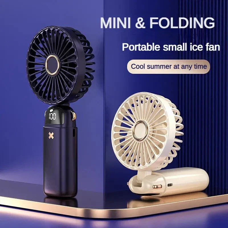 Portable USB Handheld Mini Fan with Phone Stand - Pink Colour Variant