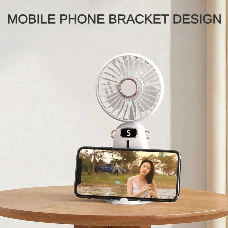 Portable USB Handheld Mini Fan with Phone Stand - Pink Colour Variant