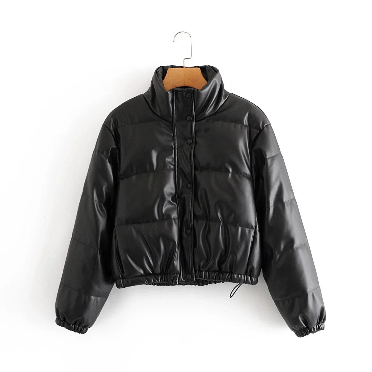 Faux Leather Cotton Jacket in Apricot/White and Black Colours