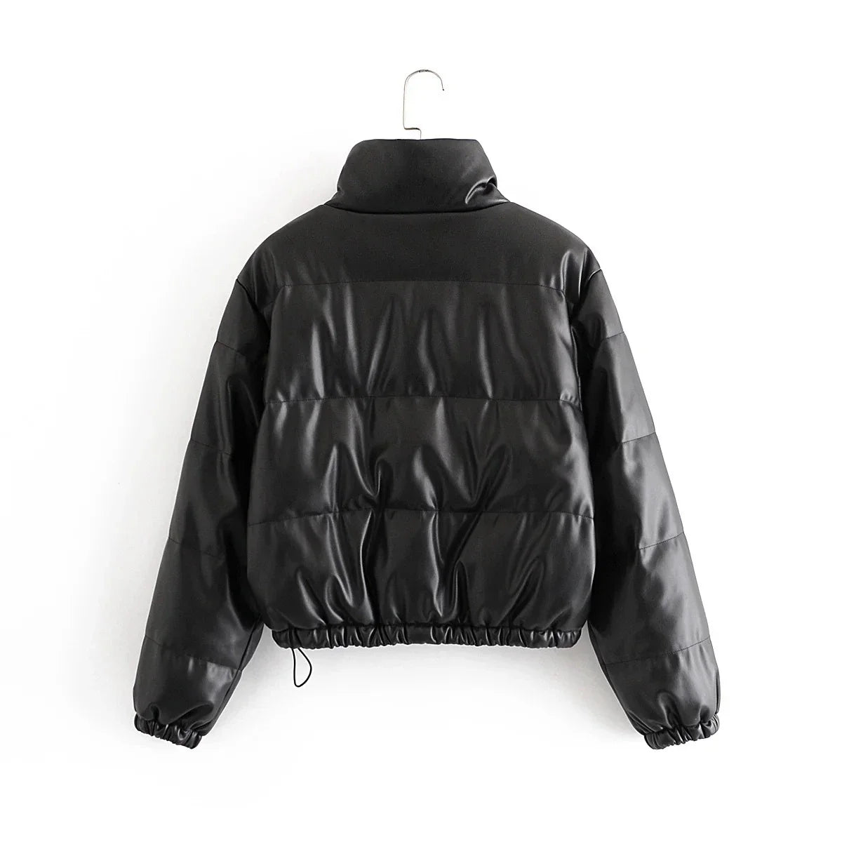 Faux Leather Cotton Jacket in Apricot/White and Black Colours