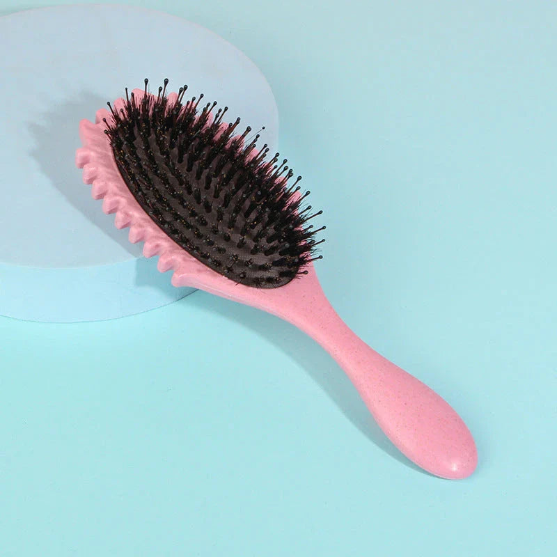 Boar Bristle Curl Defining Detangling Hair Brush - Detangle, shape and define curls with ease