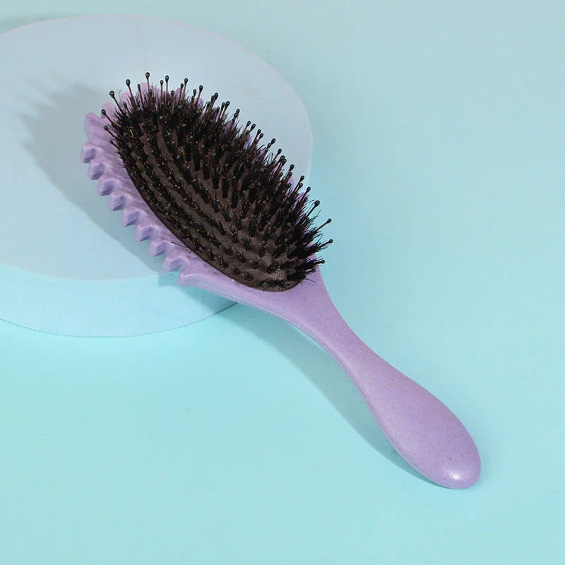 Boar Bristle Curl Defining Detangling Hair Brush - Detangle, shape and define curls with ease