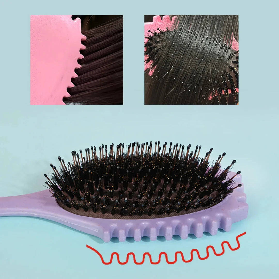 Boar Bristle Curl Defining Detangling Hair Brush - Detangle, shape and define curls with ease