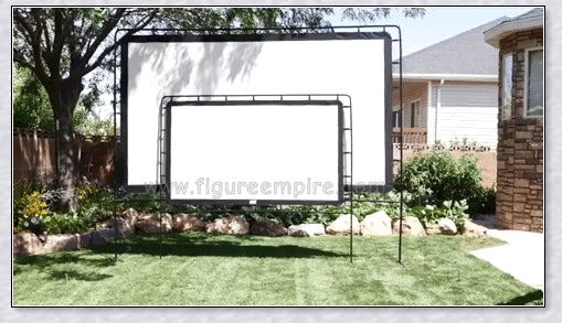 Portable 150-inch outdoor movie projector screen with matte white surface for clear projection and wide viewing angles