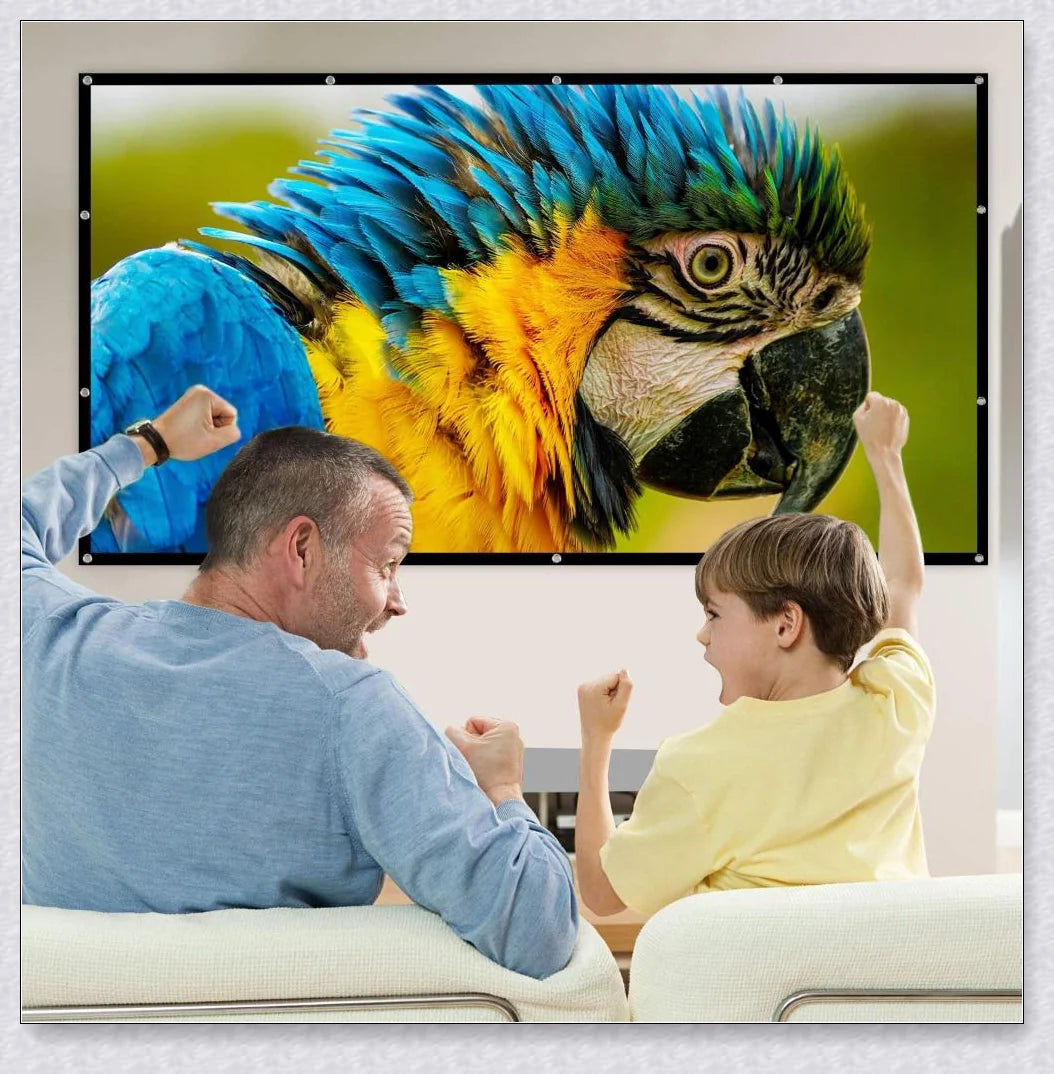 Portable 150-inch outdoor movie projector screen with matte white surface for clear projection and wide viewing angles