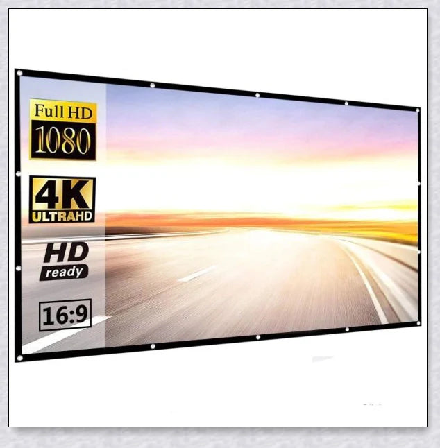 Portable 150-inch outdoor movie projector screen with matte white surface for clear projection and wide viewing angles