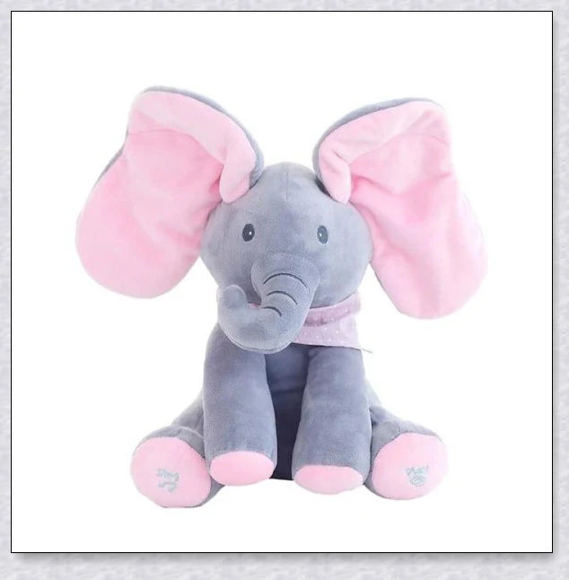 Personalized Flappy the Elephant, a soft, interactive plush toy that sings and plays peek-a-boo with your child