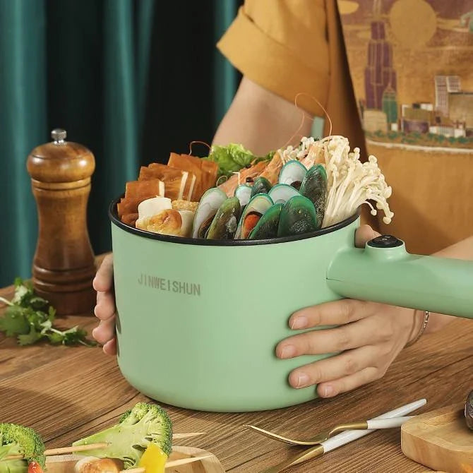 Versatile Electric Hot Pot with Stainless Steel Construction and Nonstick Interior
