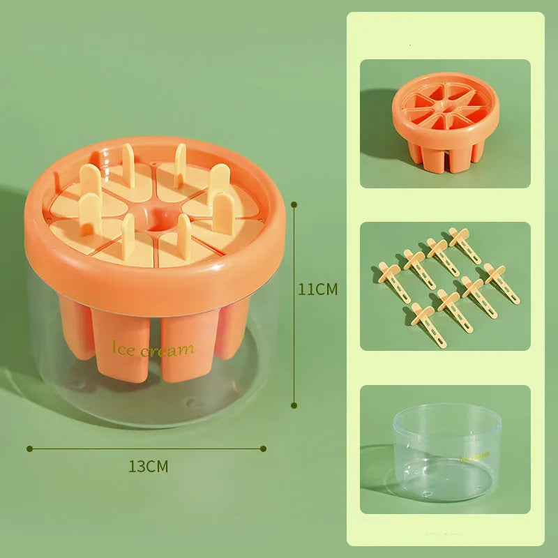 Orange and green ice cream mould for making popsicles at home measuring 13.2 cm