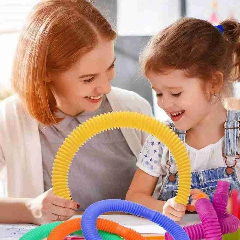Vibrant, coiled plastic toy for creative, sensory-stimulating playtime