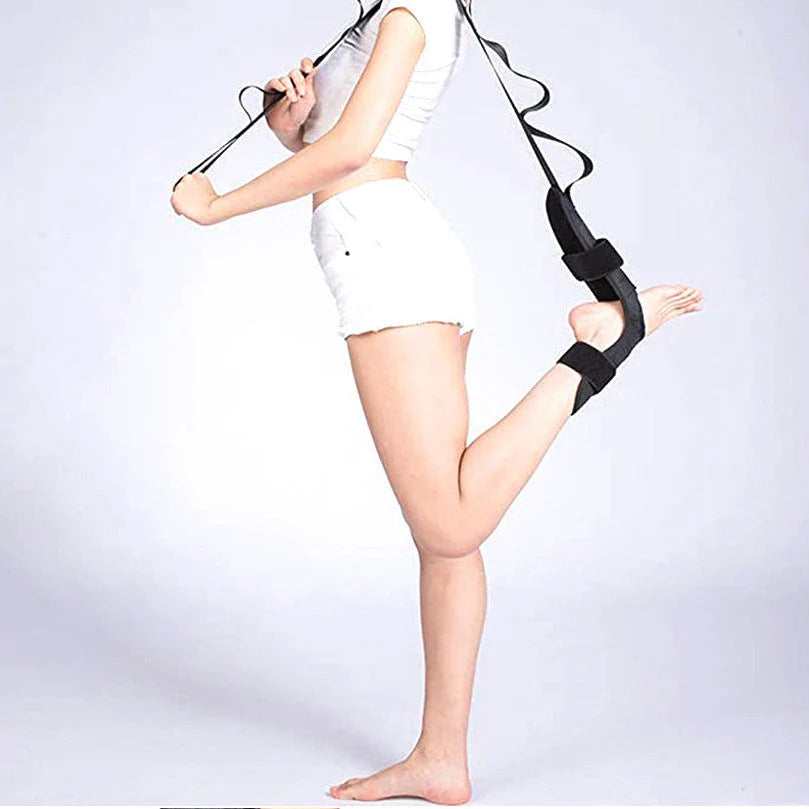Premium leg and foot stretcher with multi-loop design for personalized stretching and plantar fasciitis relief