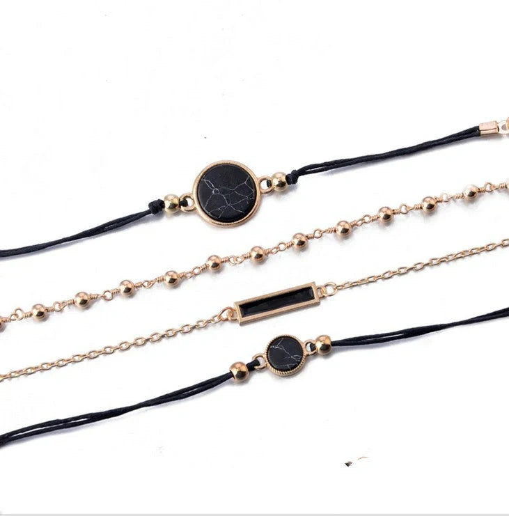 Handmade black turquoise geometric bracelet for women, elegant and modern design