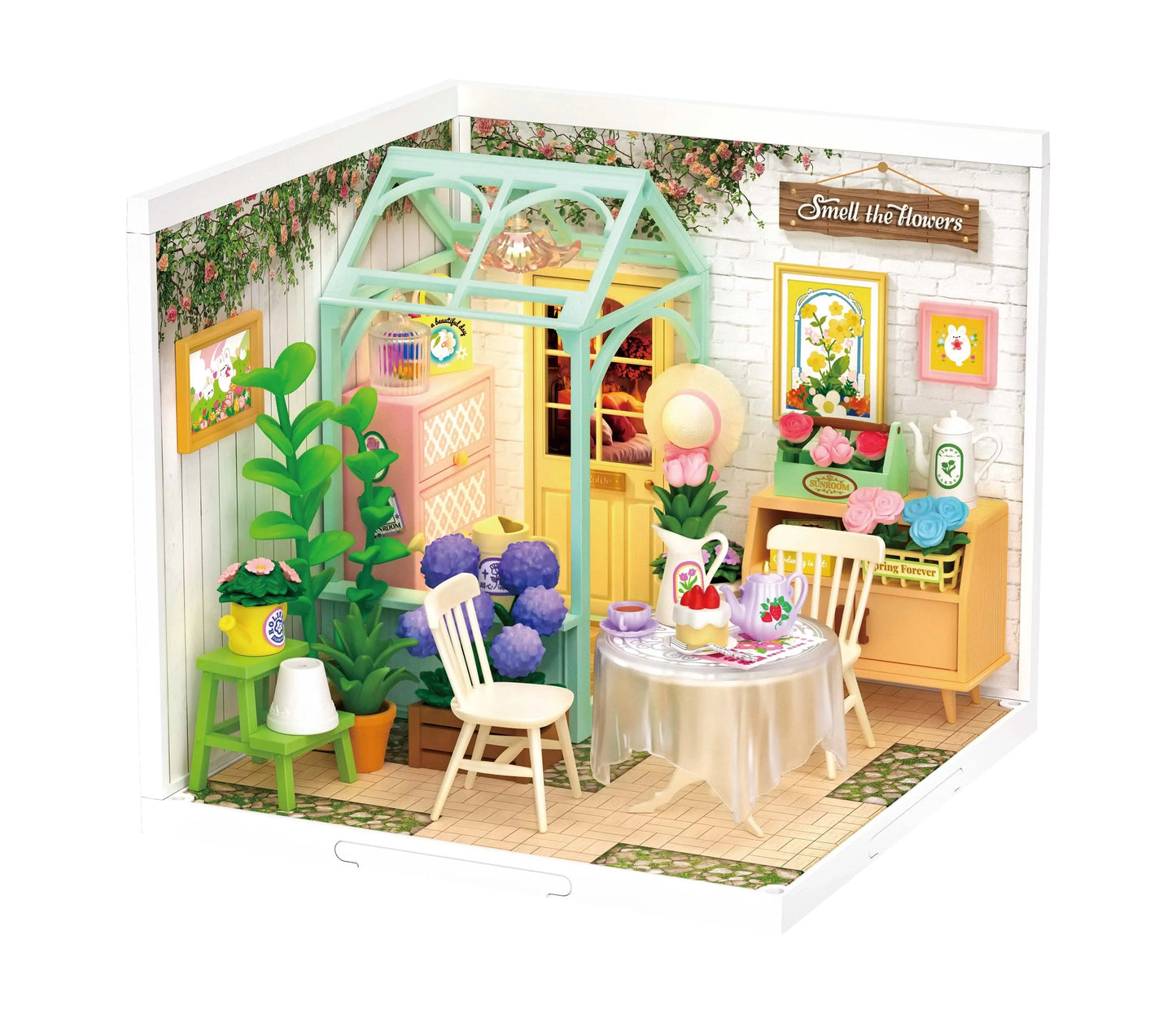 Robotime Rolife DIY Miniature Cafe Building Kit with ambient light set