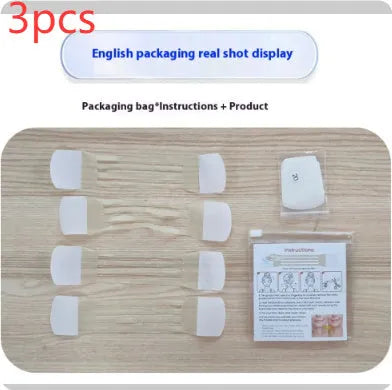 Neck firming adhesive tape patches in skin tone with four packs containing twenty patches total