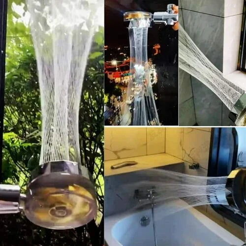 A modern minimalist shower head with a high-pressure design and water-saving micro-nozzle technology