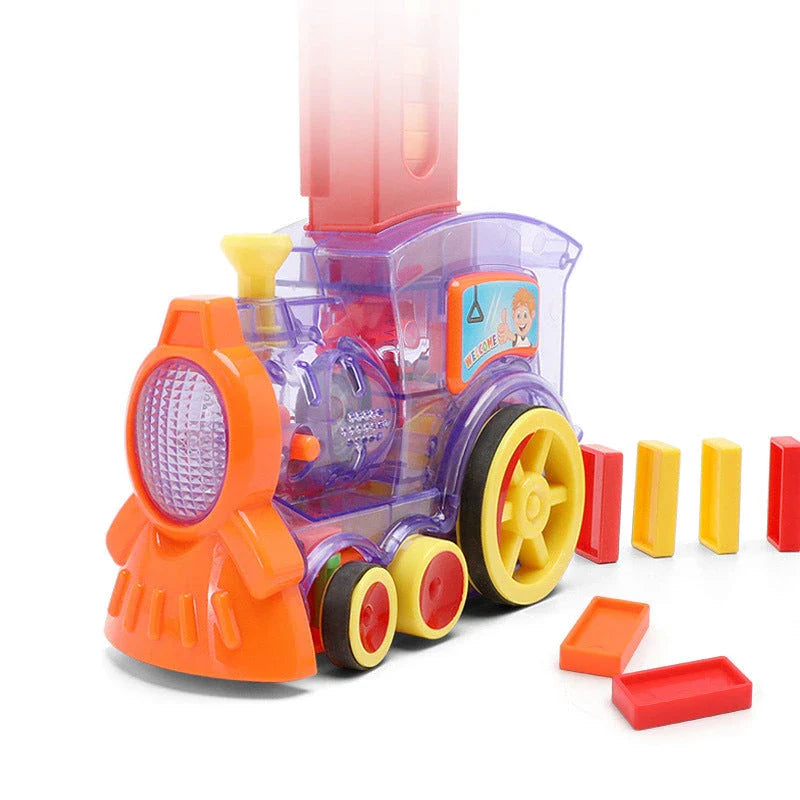Domino Domino Train Building Blocks Toy with Automatic Dominoes Release for Engaging Educational Play