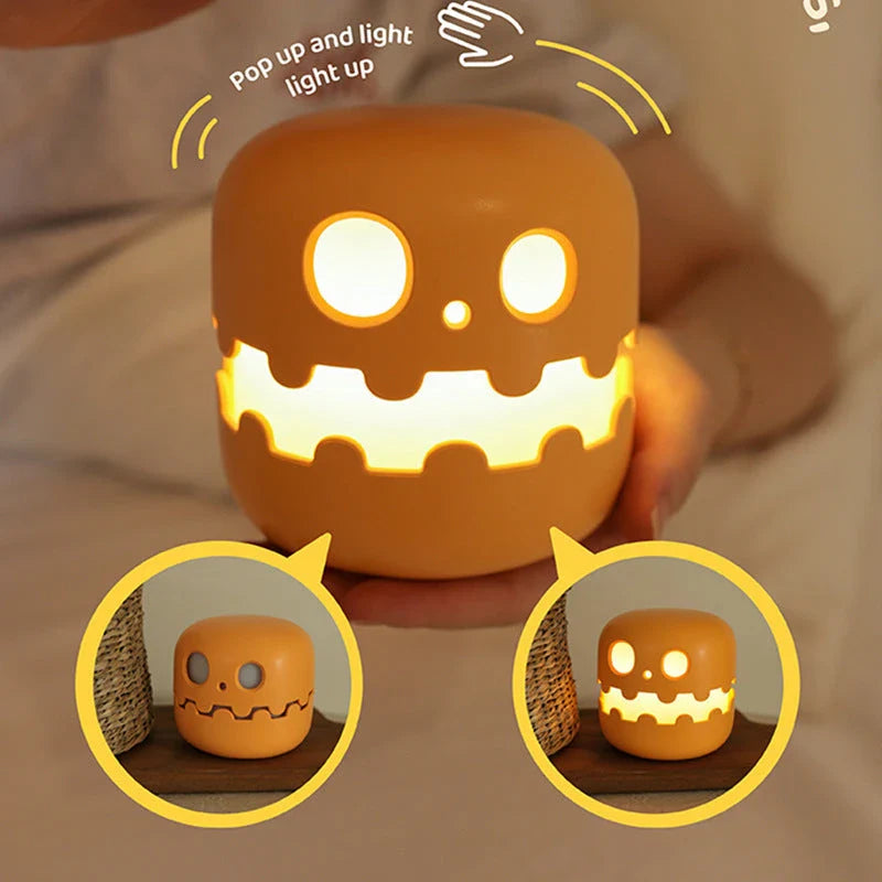 Cozy Pumpkin LED Lamp with soothing silicone design, creating a warm, inviting glow for bedrooms, living rooms, and more