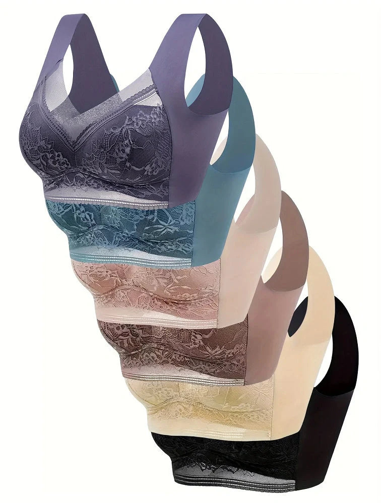 Ladies' Summer Ice Silk Seamless Bras in various colors and sizes
