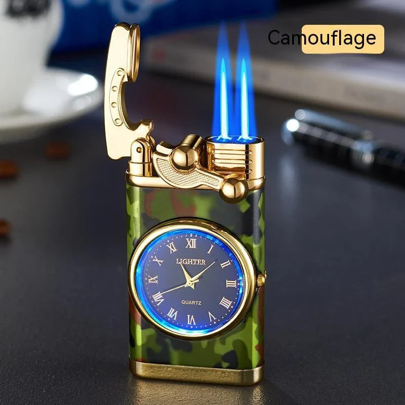 Multipurpose Butane Lighter and Wrist Watch Combo with Adjustable Flame, Durable Construction, and Stylish Design
