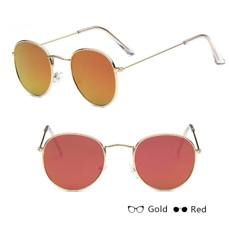 Stylish retro sunglasses for women with metal frame and glass lenses
