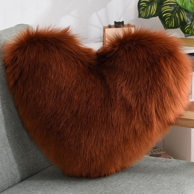 Soft, plush heart-shaped decorative throw pillow covers in various colors for living room and bedroom decor