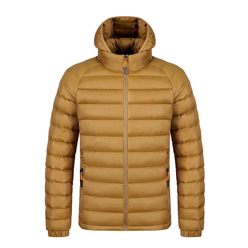 Cozy lightweight hooded jacket with pockets in various colors, perfect for men's winter fashion and outdoor activities