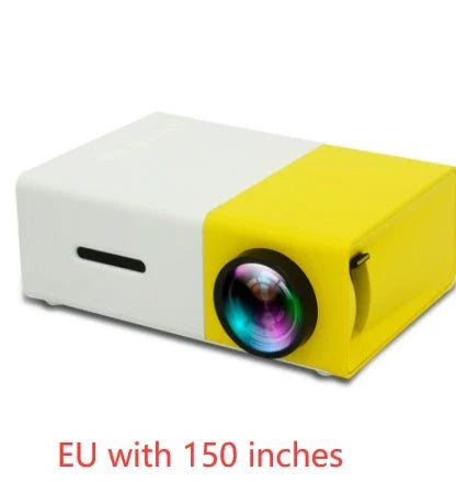 Compact 1080p HD home cinema projector with versatile connectivity and adjustable display settings