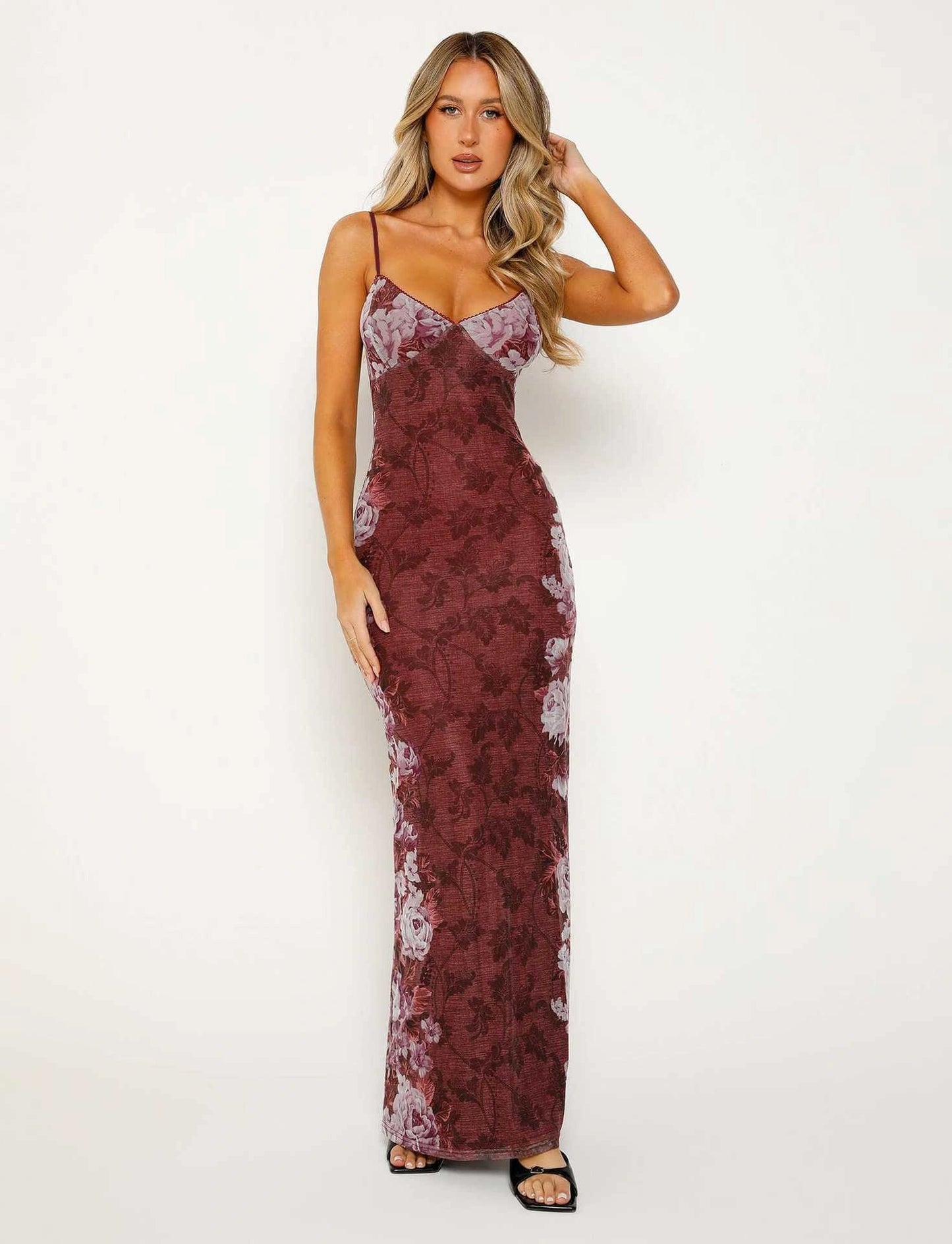 Y2K floral print summer slip dress for women in various colours