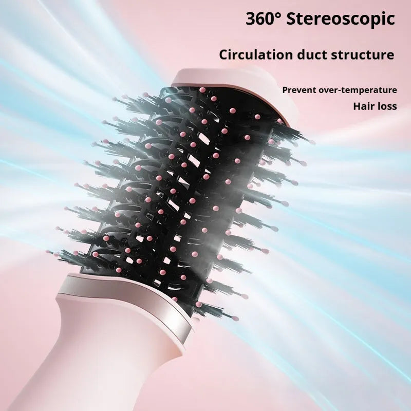 Pink multifunctional hair dryer with integrated comb attachment, model YZM-8015