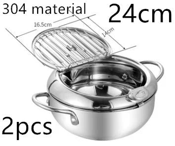 Stainless Steel Telescopic Frying Basket with Removable Thermometer for Precise Temperature Control and Easy Frying