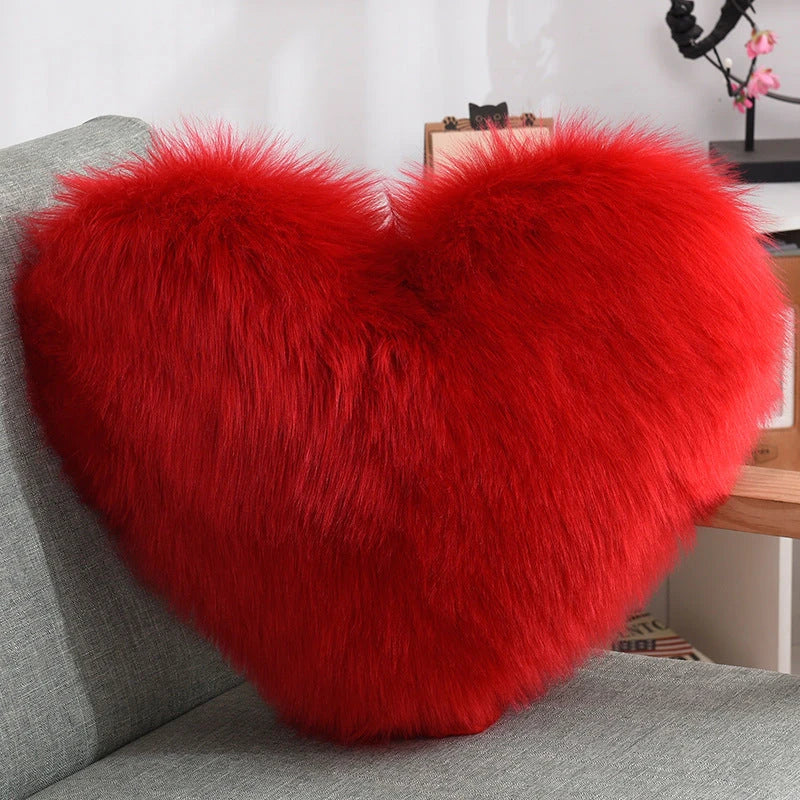 Soft, plush heart-shaped decorative throw pillow covers in various colors for living room and bedroom decor