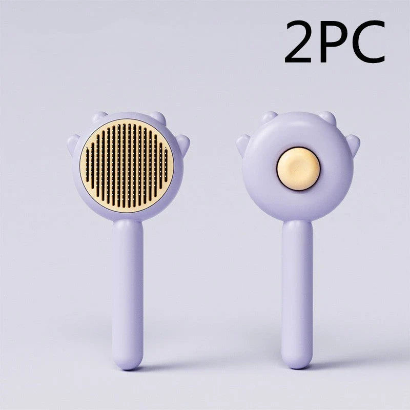 Premium pet grooming brush featuring dual-action hair removal and soothing massage for cats and dogs