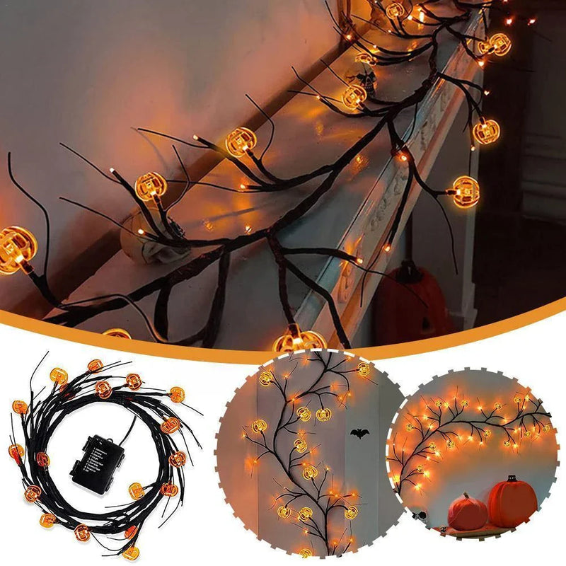 Homeenjoy_UK Enchanting Halloween Vine Lights with Spooky Bats and Pumpkins