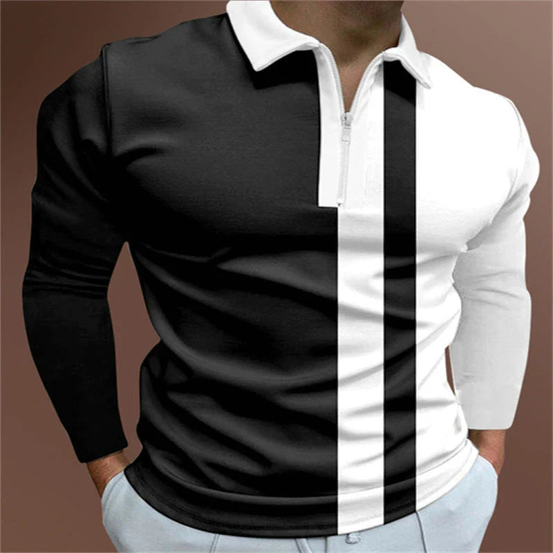 Premium striped polo shirt with short sleeves, made from high-quality cotton-blend fabric for comfort and style.