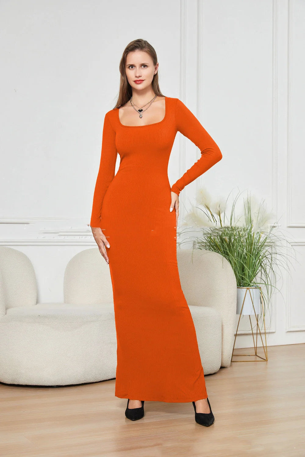 Double-layer modal slim dress in various colours for a flattering fit