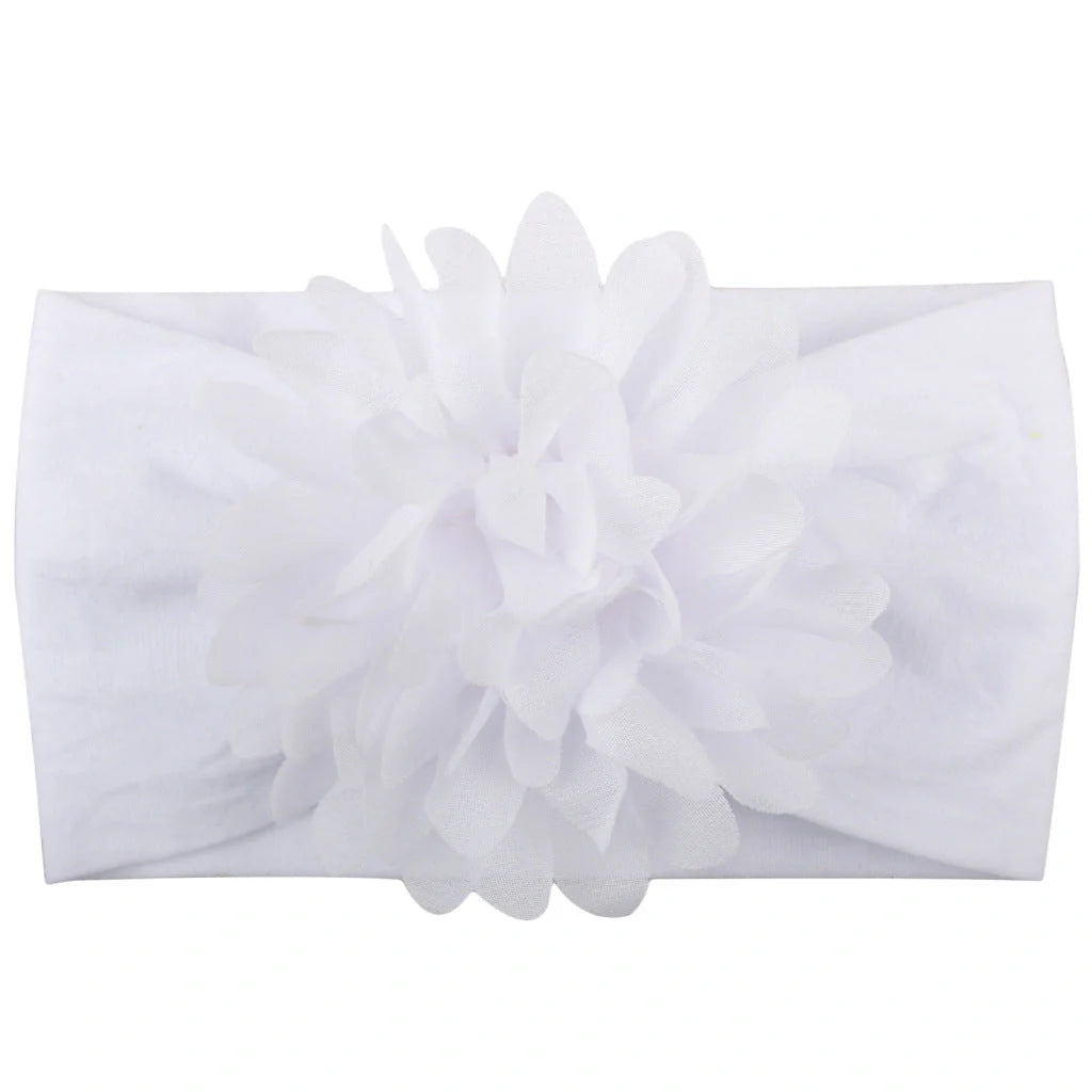 Handcrafted chiffon flower baby headband for little princesses, available in various colours and styles.