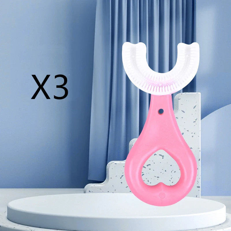 U-Shaped Soft Rubber Toothbrushes for Kids in Vibrant Colors