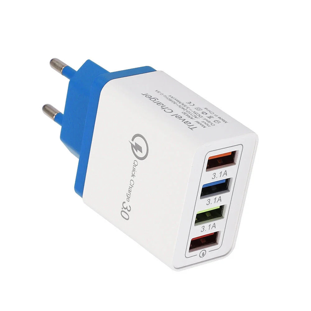 Powerful 4-Port USB Wall Charger with Quick Charge 3.0 for Phones and Tablets