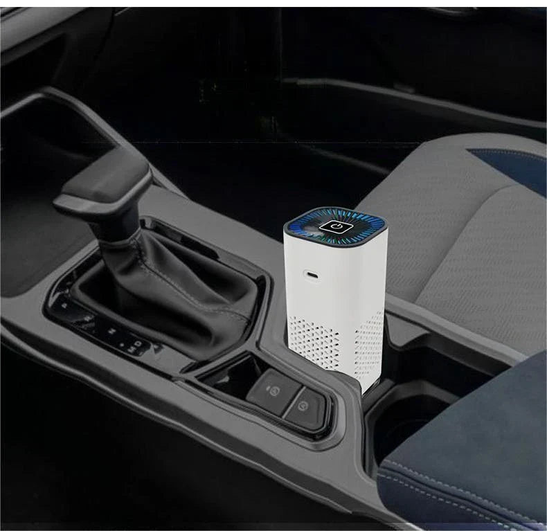 Powerful car air purifier with negative ion generator, removes formaldehyde, dust, and smoke for a fresh, clean in-vehicle environment