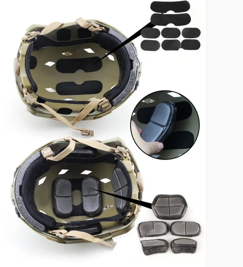 Black EPPI memory sponge helmet pad set with 5 pads and 8 Velcro strips for fast helmets