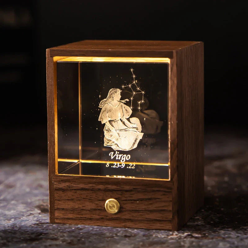 Dazzling Constellation Table Lamp with Premium Black Walnut and K9 Crystal Design